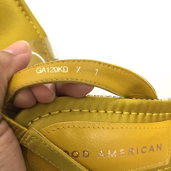 Good American CRYSTAL Crush Lucite Sandal Yellow SIZE 7 - Picture 5 of 6